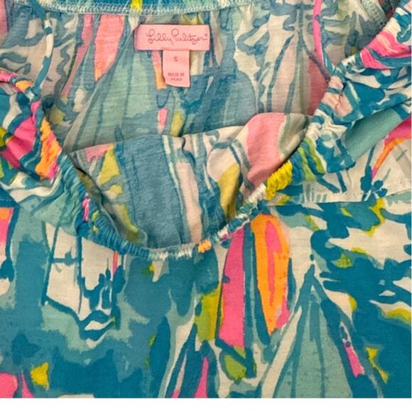 Lilly Pulitzer Tamiami Off Shoulder Preppy Beach Floral Ruffle Top Size Small - Picture 5 of 5